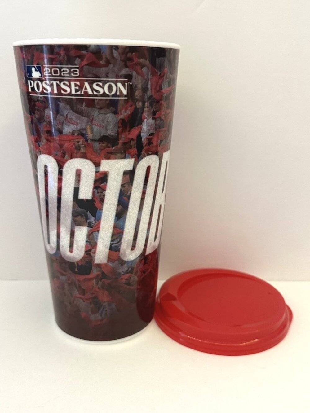 PHILLIES 2023 Postseason Souvenir Cup Lid Hard Plastic Red October 32oz